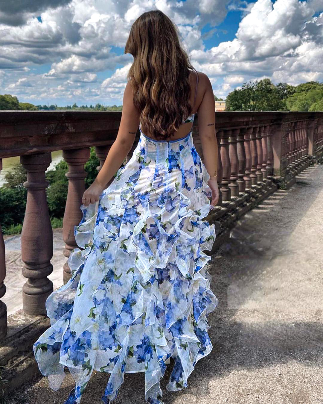 Leyre™ | Vestido Midi Floral con Volantes