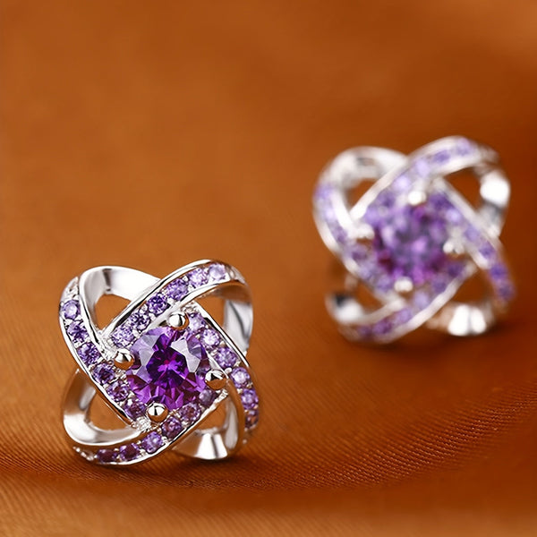 Pendientes trébol violeta