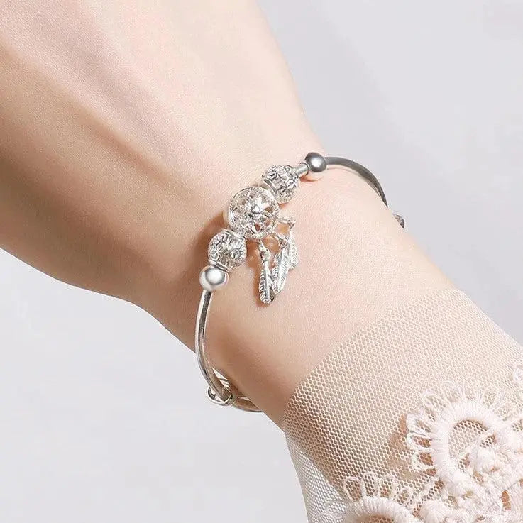 Bracelet Rigide Attrape-Rêves en Argent