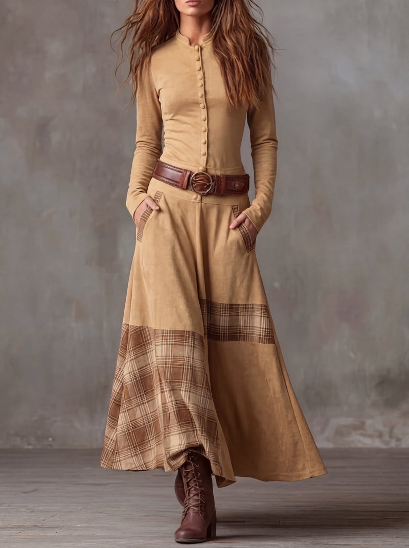 Lucía™ – Vestido Largo Efecto Ante