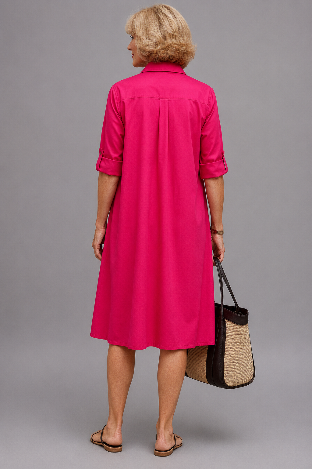 Vestido Celia™ | Vestido midi fucsia de estilo elegante y favorecedor