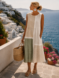 Vestido Gala™ | Midi de rayas natural y fresco