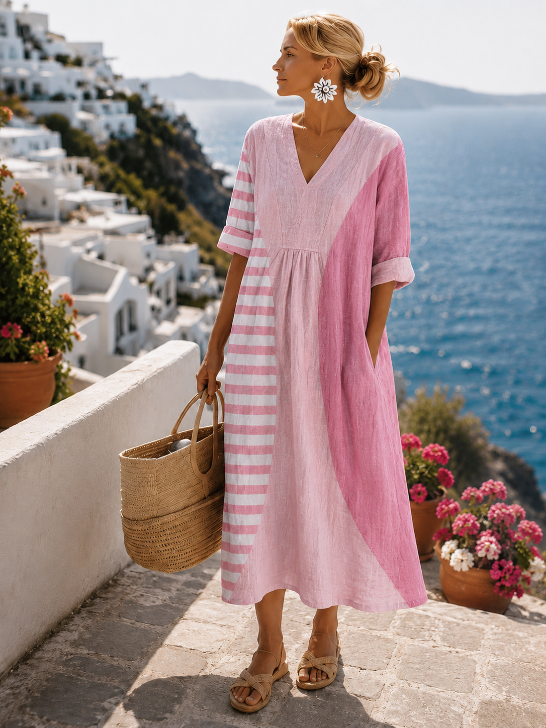 Vestido Valeria™ | Midi rosa ligero y fresco