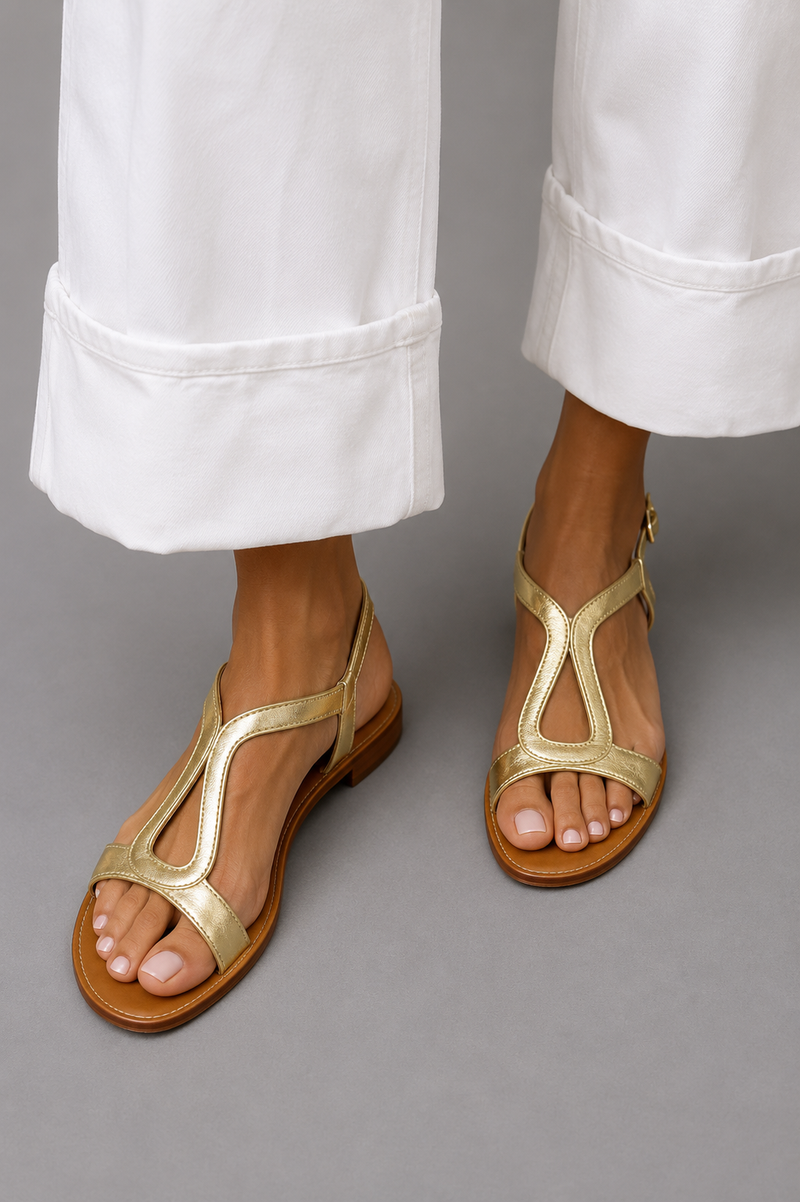 Lucía™ | Sandalias Doradas Sol de Verano