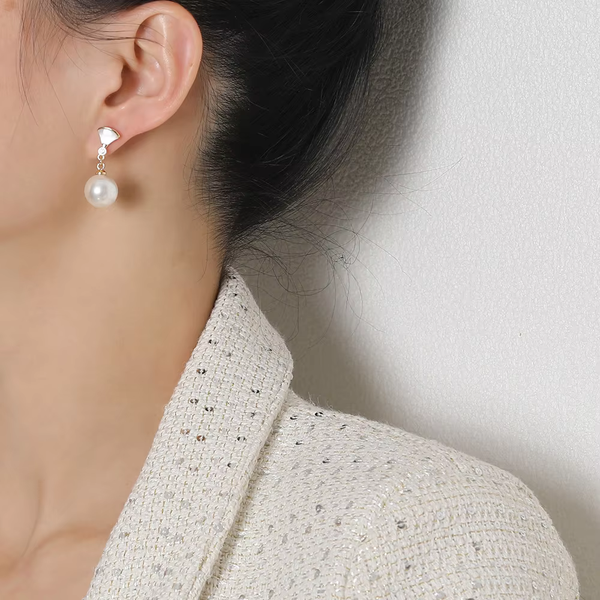 Pendientes Chic en Plata con Perla