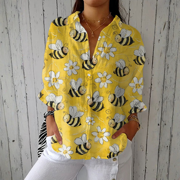 Camisa Claudina™ | Ligereza natural con estampado de abejas