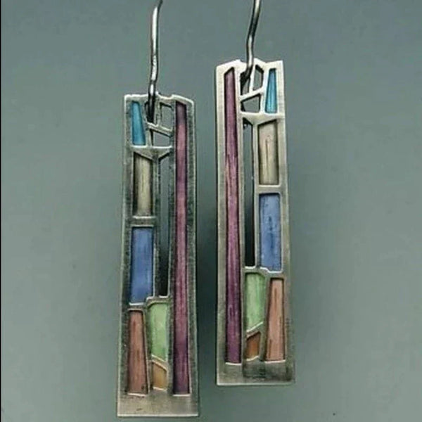 Pendientes Vintage en Plata Multicolor