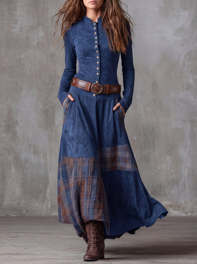 Lucía™ – Vestido Largo Efecto Ante