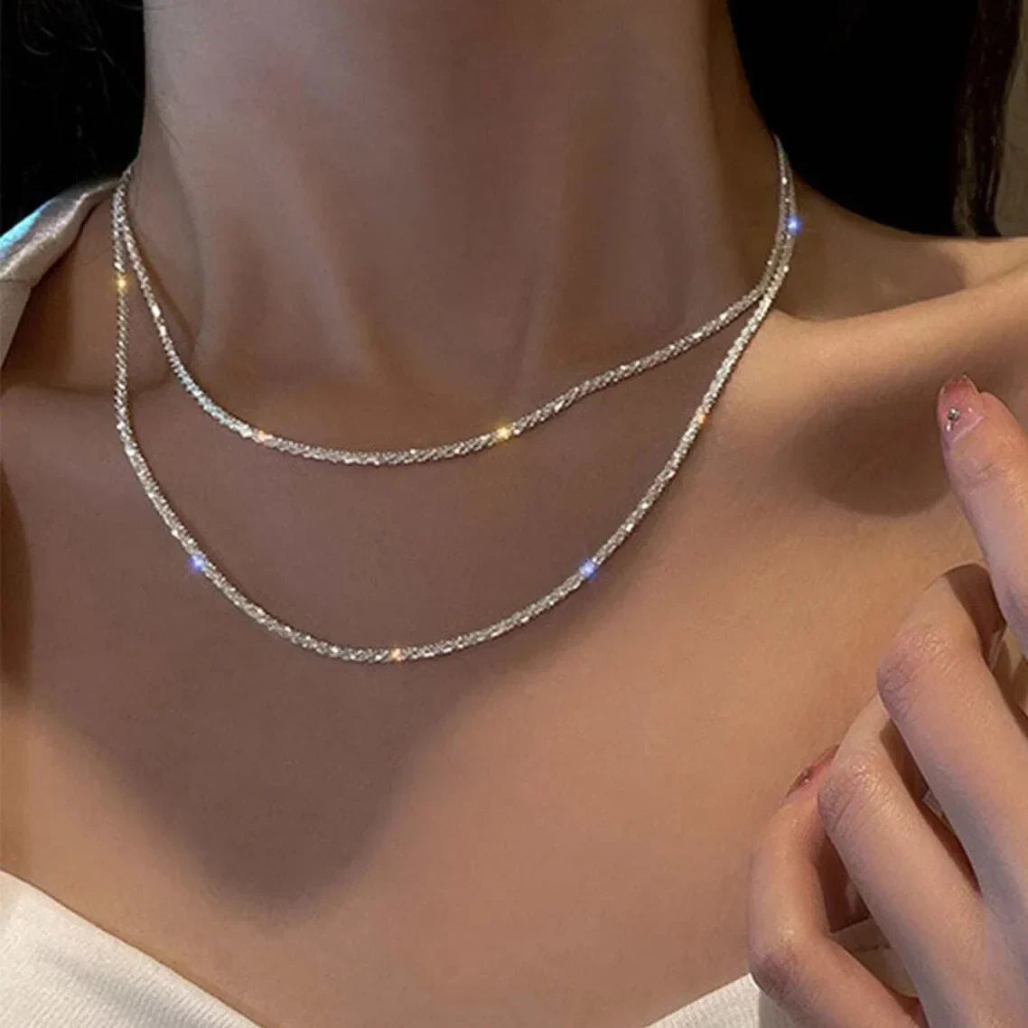 Collier à Double Couche avec Cristaux