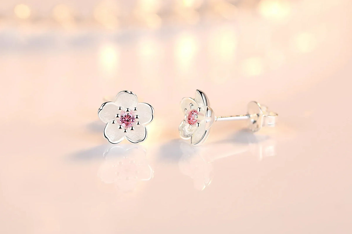 Pendientes de Botón en Forma de Flor con Zircones