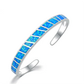 Bracelet Ajustable Opale Bleu Fire en Argent