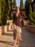 Vestido Evasé con Flecos Elegantes