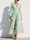 Lorena™ | Vestido Midi Verde Claro Floral