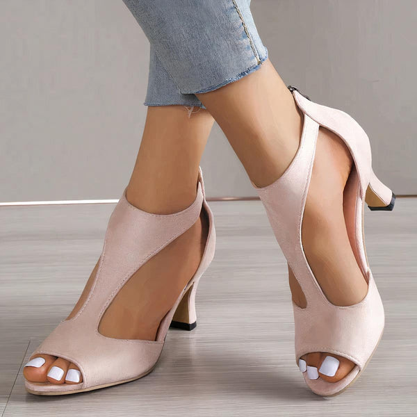 Blanca™ - Sandalias de tacón alto con puntera recortada