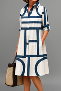 Vestido Siena™ | Vestido midi geométrico de estilo elegante