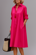 Vestido Celia™ | Vestido midi fucsia de estilo elegante y favorecedor