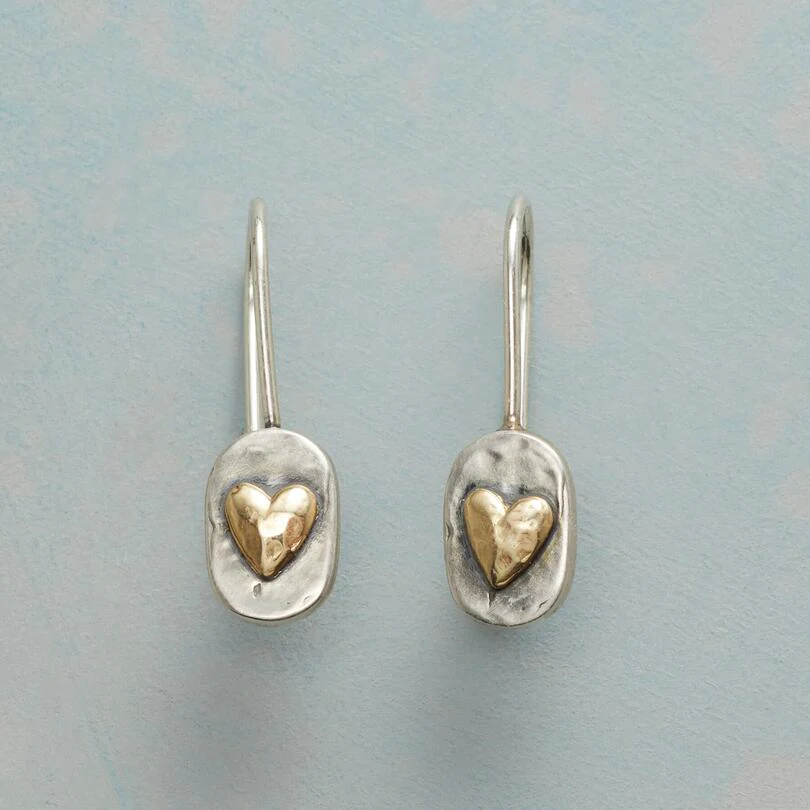 Boucles d'oreilles en cœur en argent et or