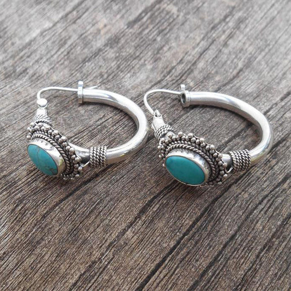 Pendientes Elegantes en Plata con Turquesa