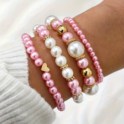 Ensemble de bracelets élégants en forme de cœur avec des perles