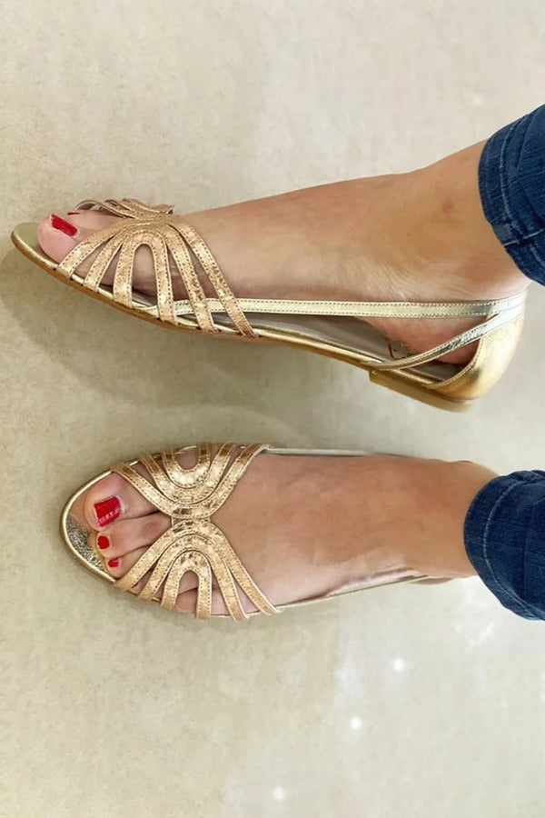 Elena™ | Sandalias Doradas Luz de Verano