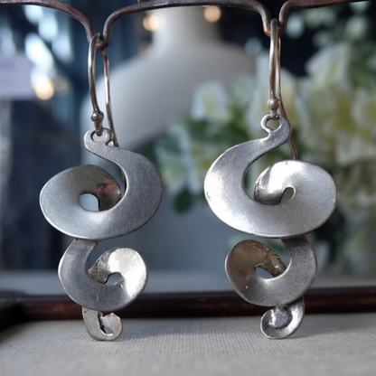 Boucles d'Oreilles Vintage en Argent Spiralées