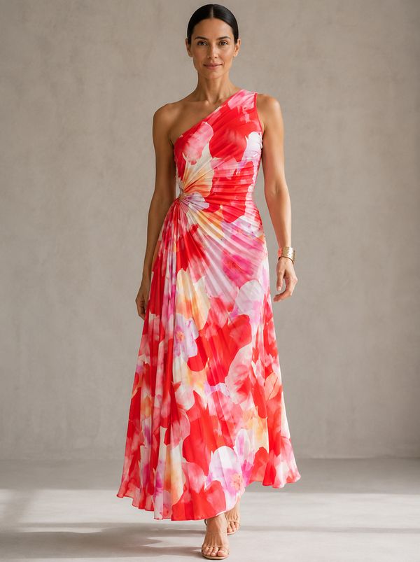 Sandra™ | Vestido Plisado de Un Solo Hombro