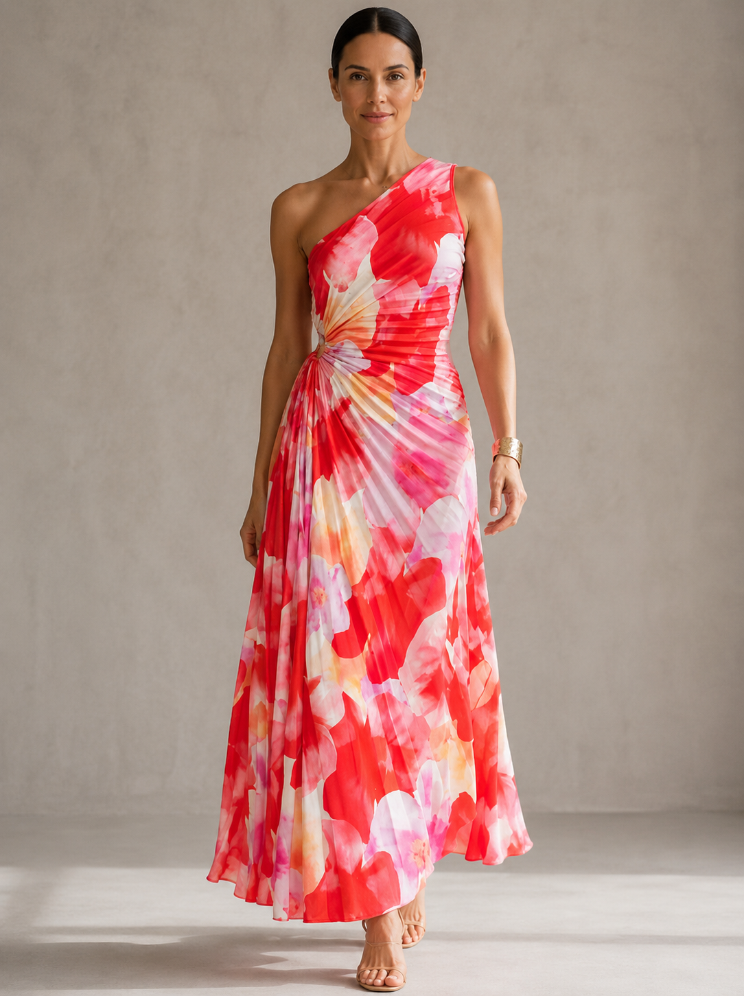 Sandra™ | Vestido Plisado de Un Solo Hombro