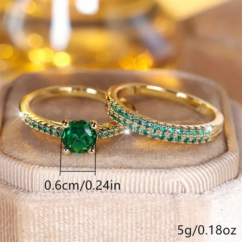 Set de Bagues Duo avec Émeraude en Or
