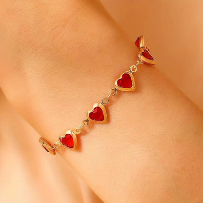 Bracelet cœur en rubis doré