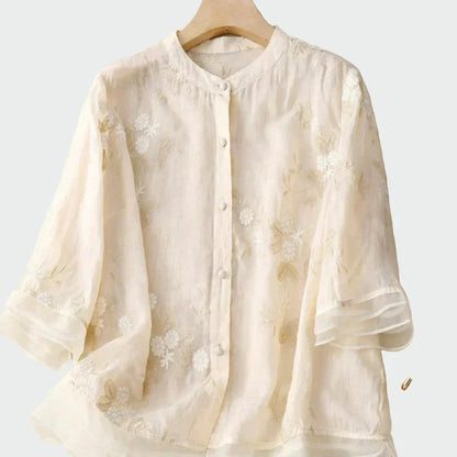 Zoe - Camisa bordada fina