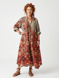 Saffron™ | Vestido Midi Relajado con Motivo Mixto y Bolsillos