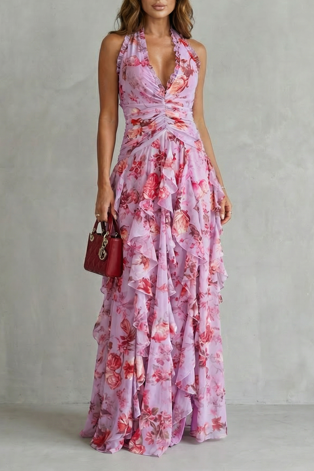 Vestido Largo Elegante con Cuello Halter