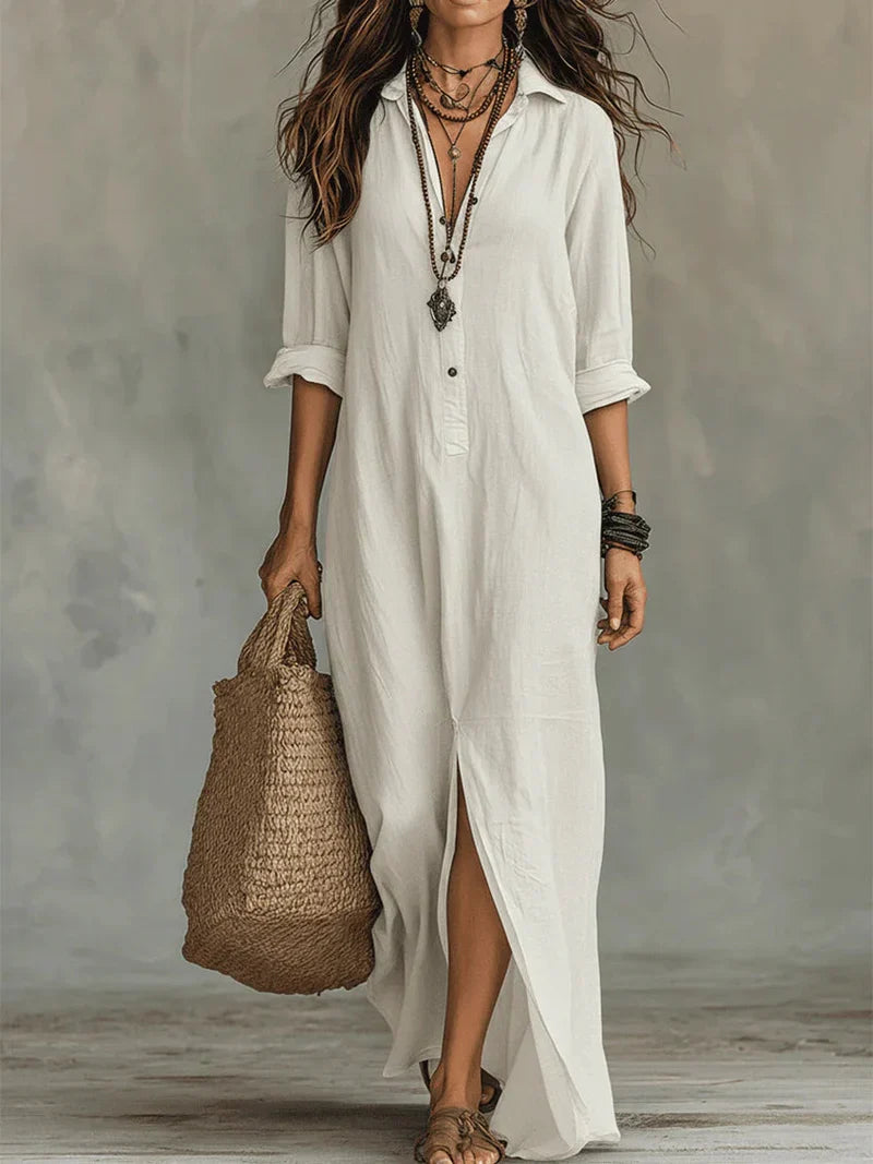 Vestido Selena™ | Maxi holgado con escote abotonado