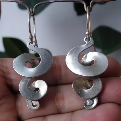 Boucles d'Oreilles Vintage en Argent Spiralées