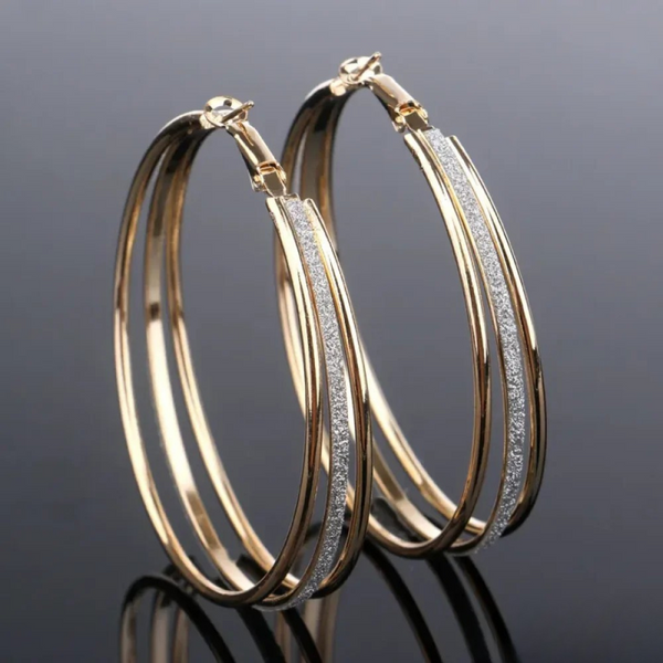Pendientes Argolla Retro en Oro