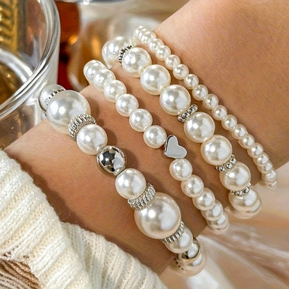 Ensemble de bracelets élégants en forme de cœur avec des perles