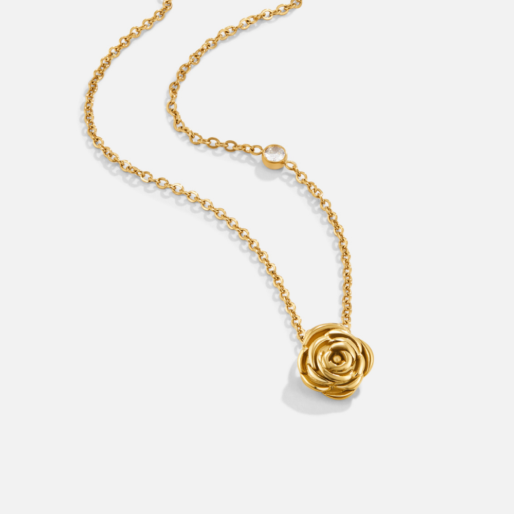 Collier avec Pendentif Rose Dorée