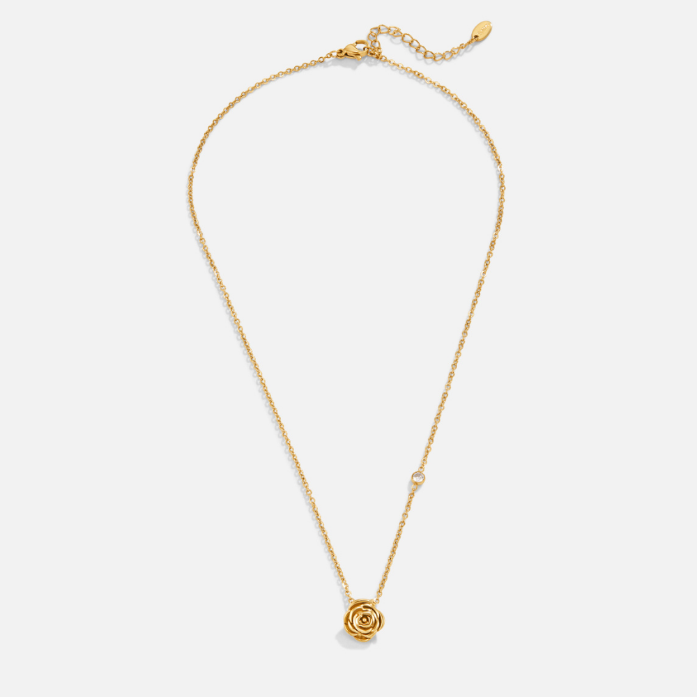 Collier avec Pendentif Rose Dorée