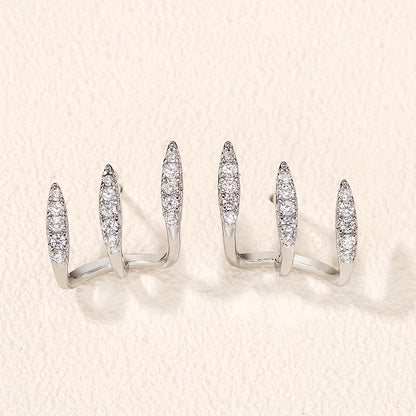 Boucles d'Oreilles Élégantes avec Strass à Trois Griffes