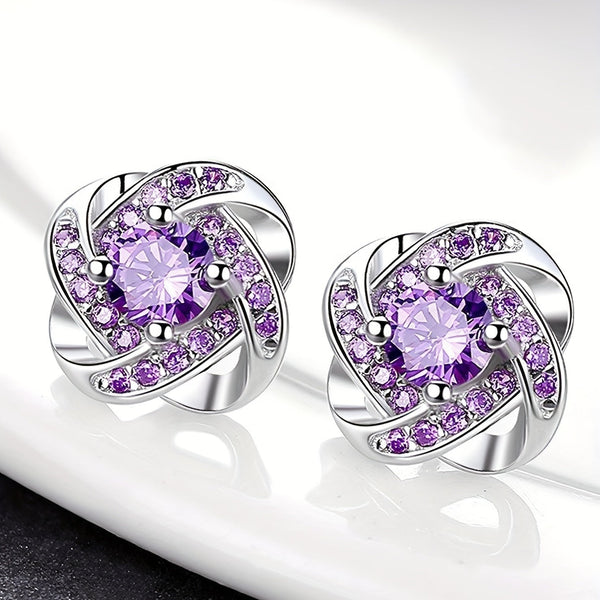 Pendientes trébol violeta
