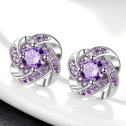 Pendientes trébol violeta