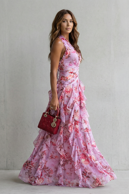 Vestido Largo Elegante con Cuello Halter