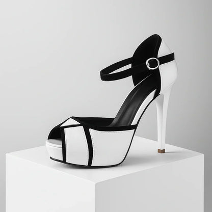 Blanca™ - Tacones elegantes bicolor con diseño exclusivo y sofisticado