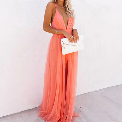 Jimena™ | Maxi Vestido Luz Coral