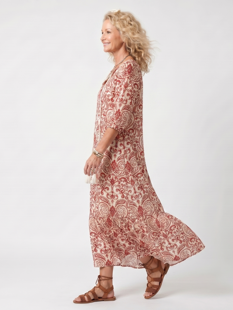 Noelle™ | Vestido Midi Ornamental con Nudo y Pompones