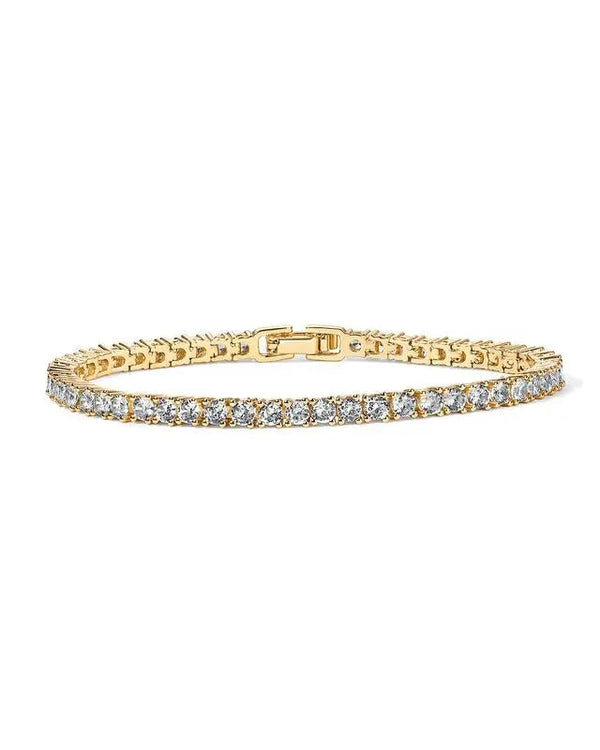 Bracelet Tennis Doré avec Cristaux Brillants