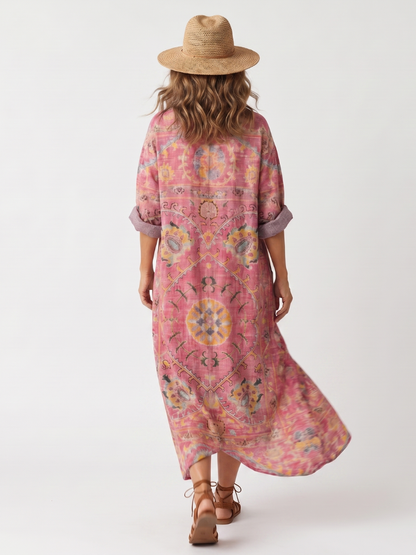 Tilda™ | Vestido Midi Relajado con Estampado Abstracto y Bolsillos