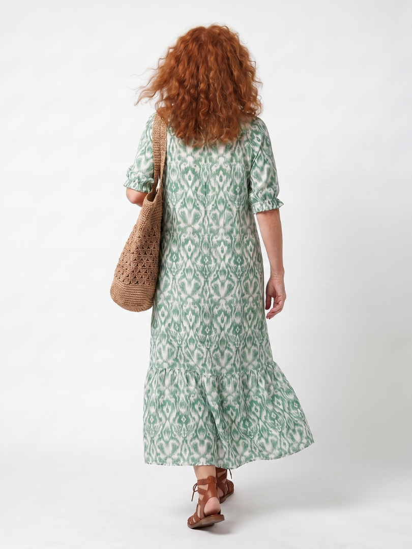 Ilara™ | Vestido Midi Estampado con Cuello en V y Nudo