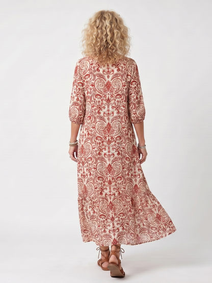 Noelle™ | Vestido Midi Ornamental con Nudo y Pompones