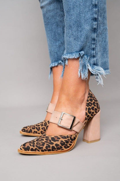 Blanca™ - Sandalias de gamuza con estampado leopardo y tacón estable